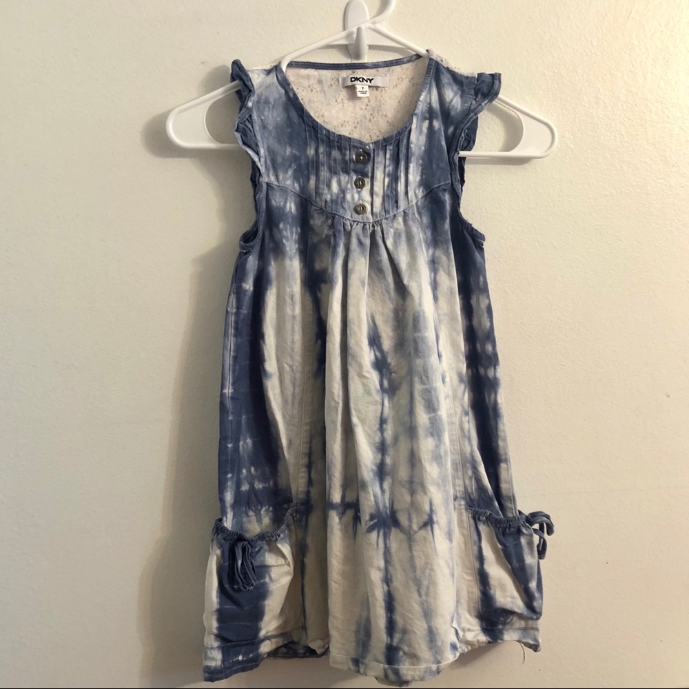 DKNY Blue and white tie-dye dress size 7